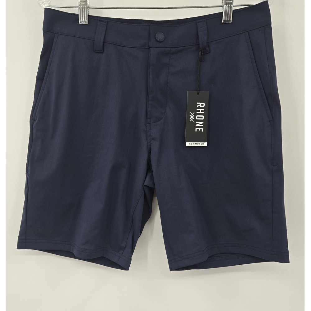 Rhone Shorts 9" Commuter Mens‎  31 Navy Blue Zipper Media Pocket Gusset Mobility